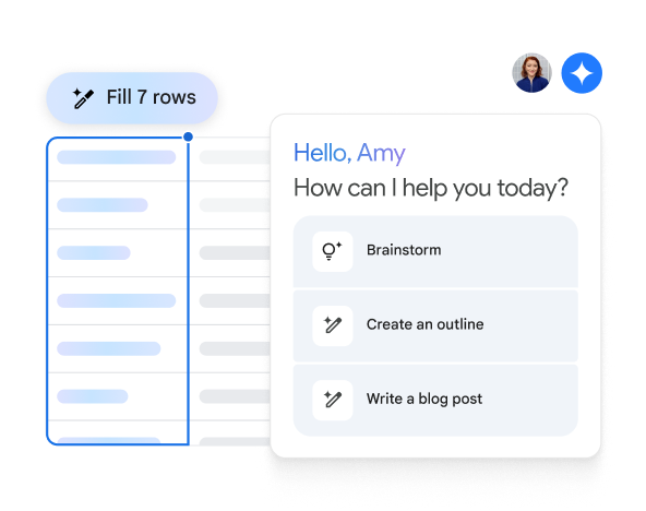 Gemini prompt field offering help with brainstorming and outlines