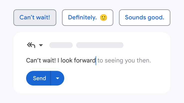 A simplified email compose window highlighting a suggested sentence