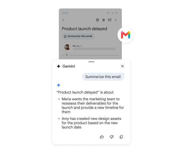 Gemini summarising an email within Gmail